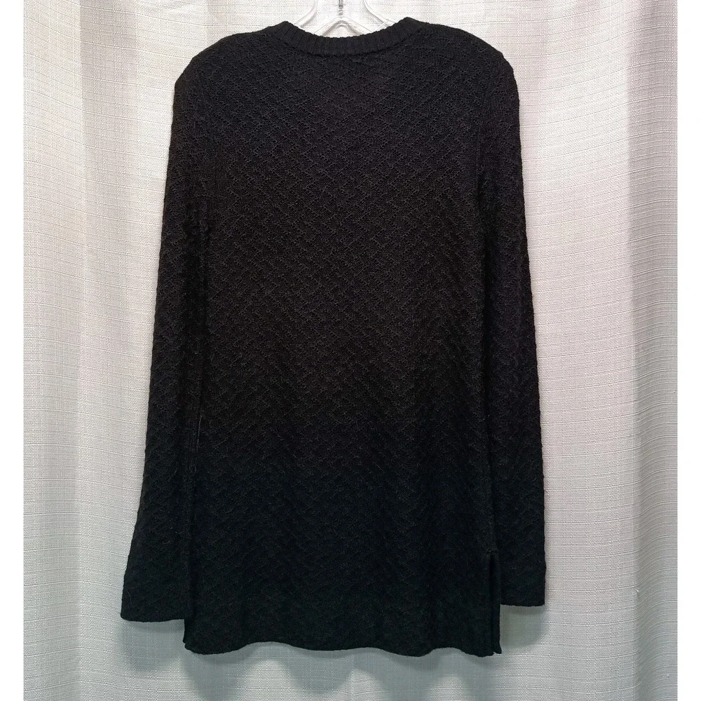 Tory Burch Black Wool Alpaca Blend Leather Buckle Keyhole Long Sweater Women's S